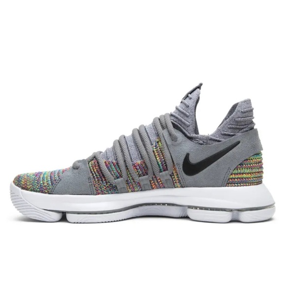 Nike Zoom KD 10 Multi Color Sneakers Flyknit Gray 897815-900 Basketball Size 13 - Picture 2 of 15